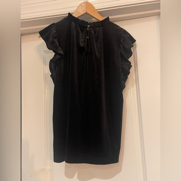 GAP Elegant Black velvet Ruffle Sleeve Blouse - Picture 2 of 5